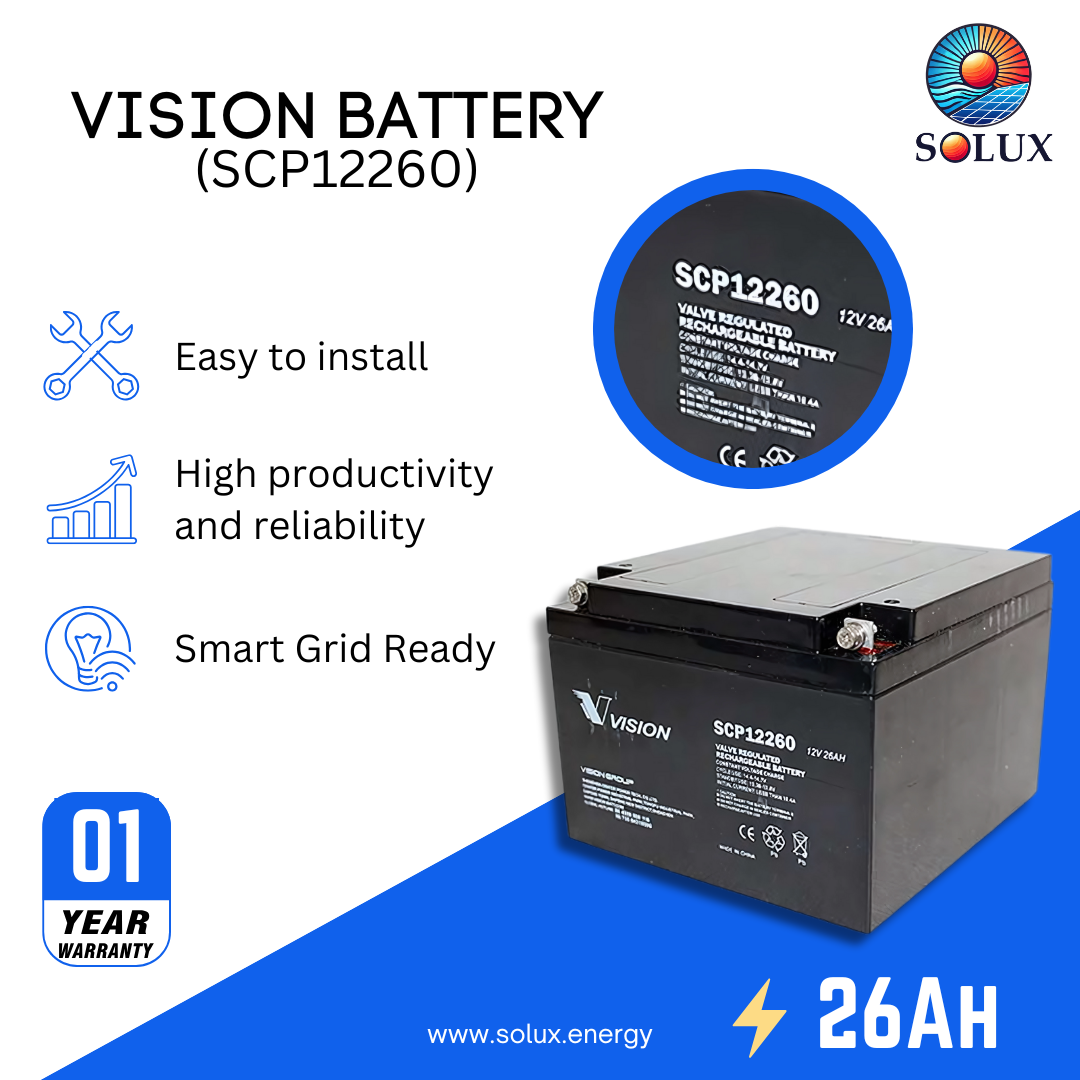 This is an image of Vision 12V 26Ah Battery Sealed Lead-Acid AGM